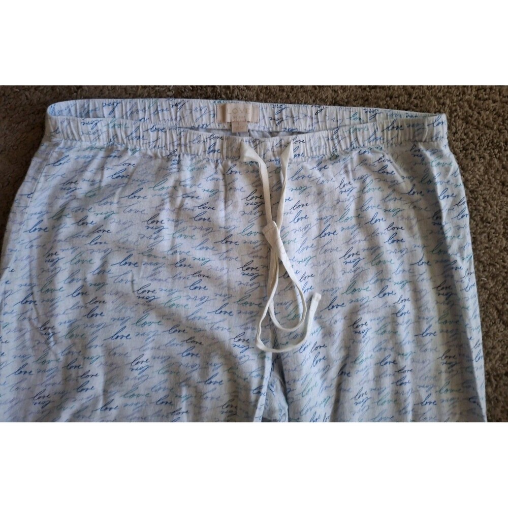 Love By Gap Sleepwear Lounge Pants Large Blue All Over Love Print Cotton Viscose - Picture 2 of 5